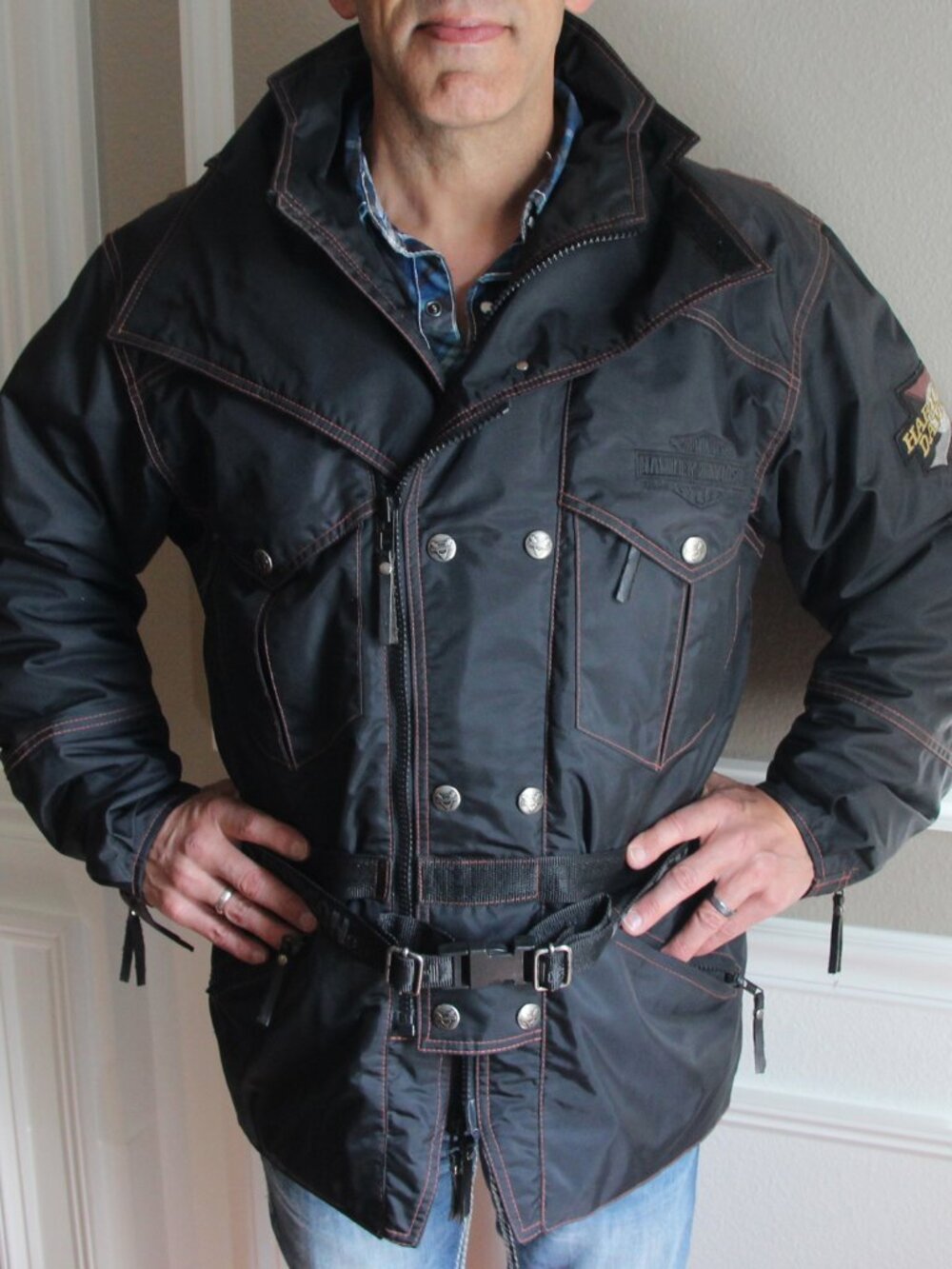 Harley-Davidson Belted Motorcycle Jacket Men’s Small - Biker - RN 71136*